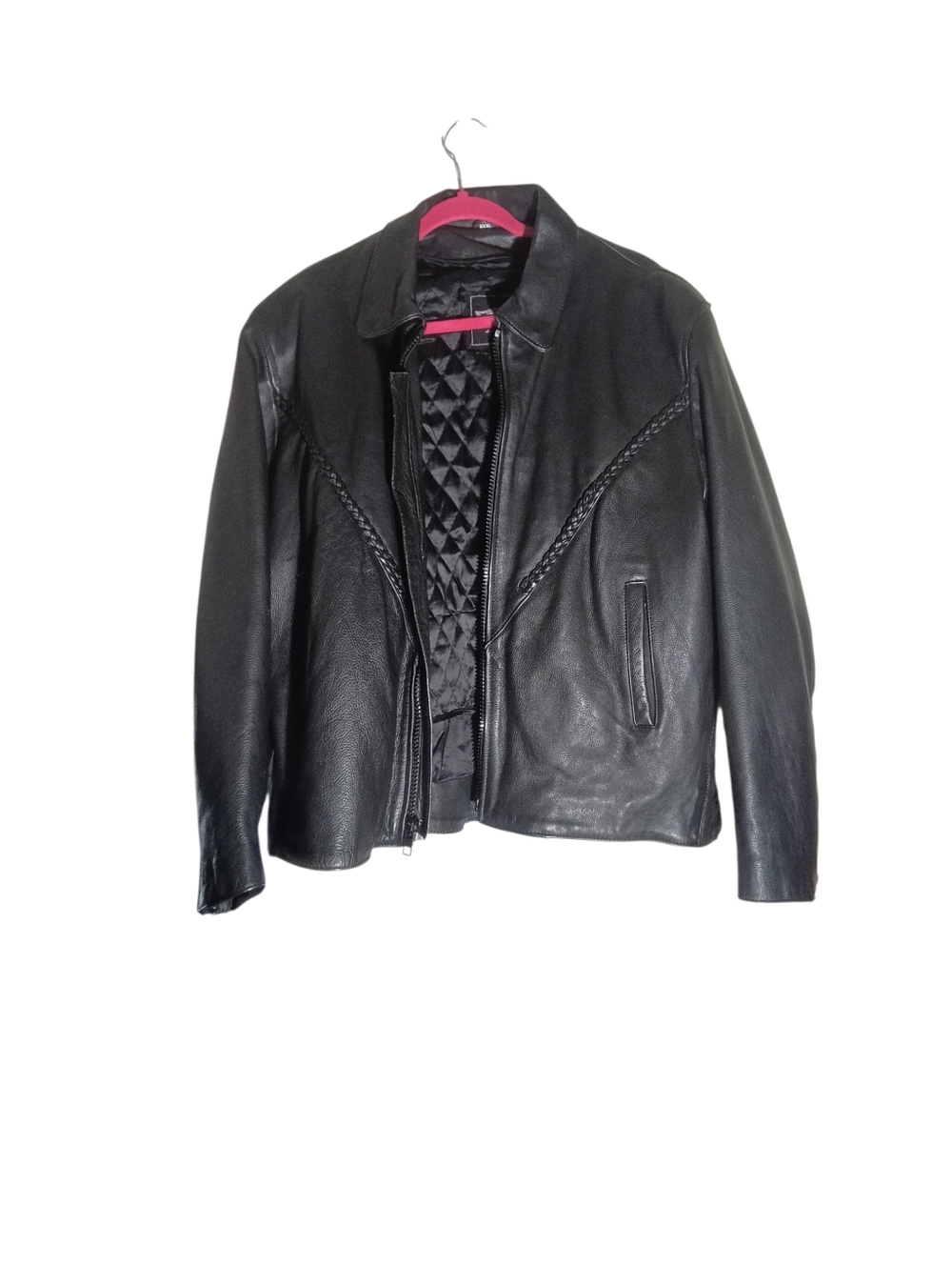 Black Leather Zip-Front Jacket
